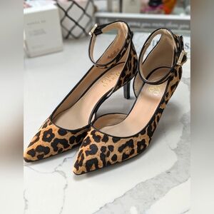 Franco Sarto Leopard Ankle Straps Size 7